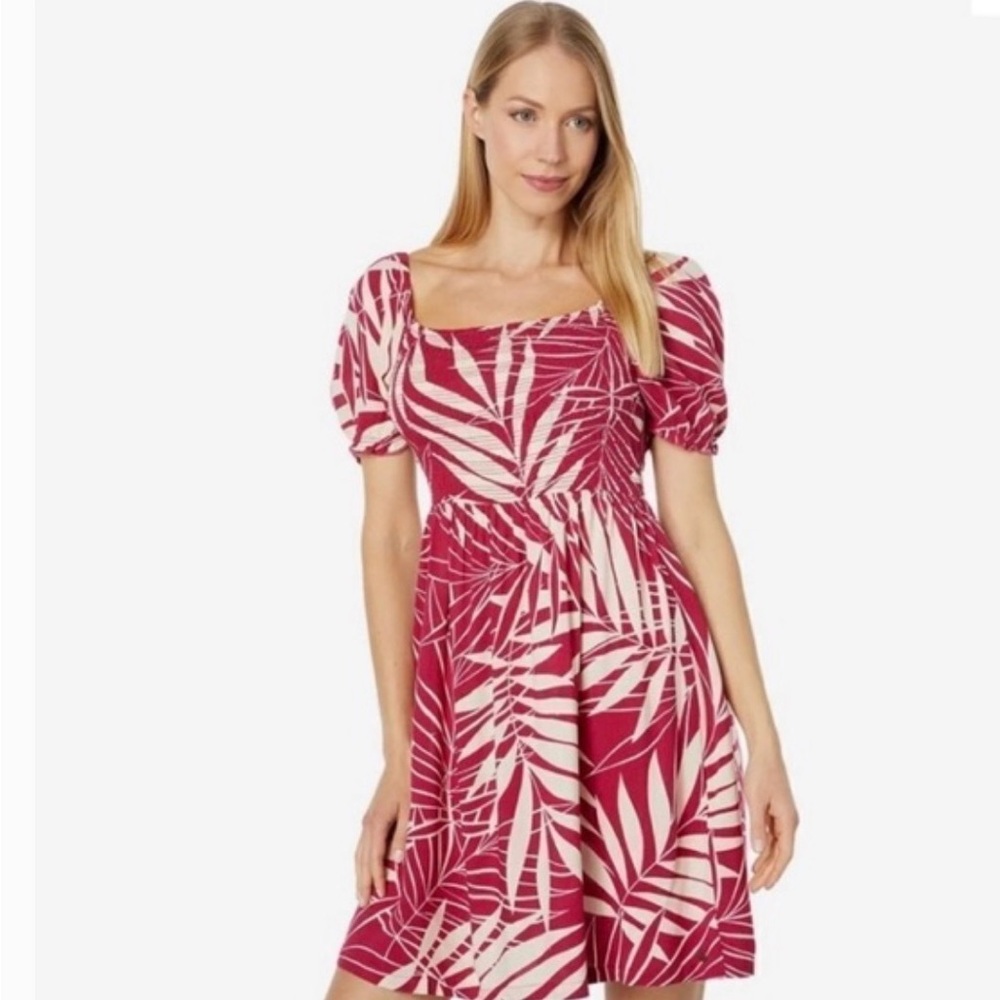 Roxy Dress - Pink and Tropical Print